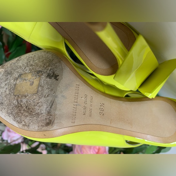 🚫 SOLD Nicholas Kirkwood Yellow Patent Leather Slingback Pumps - Picture 7 of 9